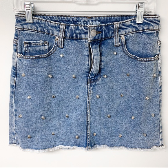 wild fable Dresses & Skirts - Wild Fable‎ Studded Frayed Denim Skirt